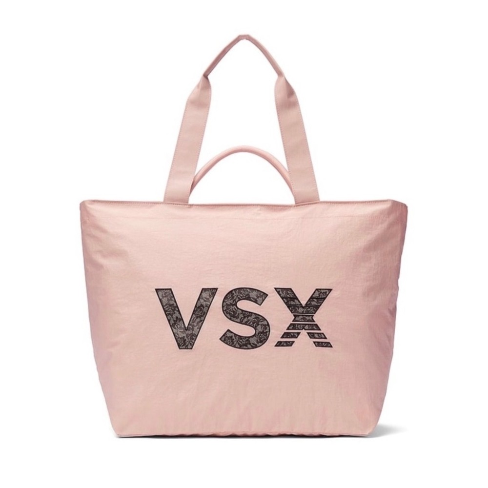 Victorias Secret VSX Womens Sports Tote Bag Pink Logo Solid Double Handles